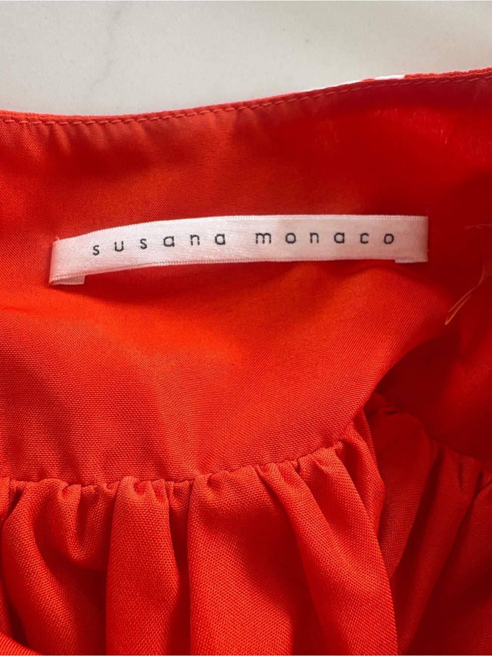Susan Monaco Orange White Geometric Tie Back Midi Dress Size 6 - Picture 9 of 16